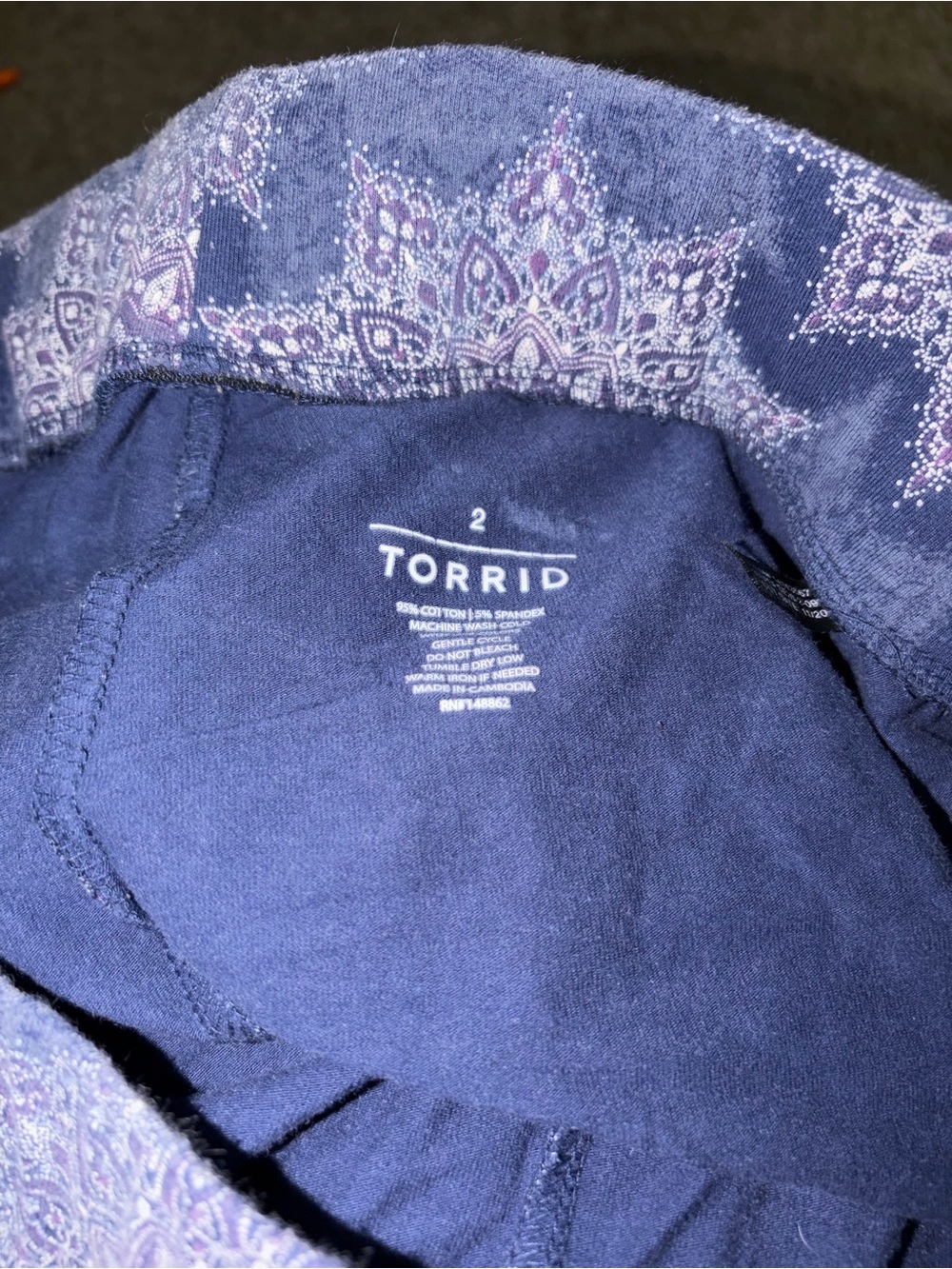 torrid Navy Tee with Purple Paisley Accent
